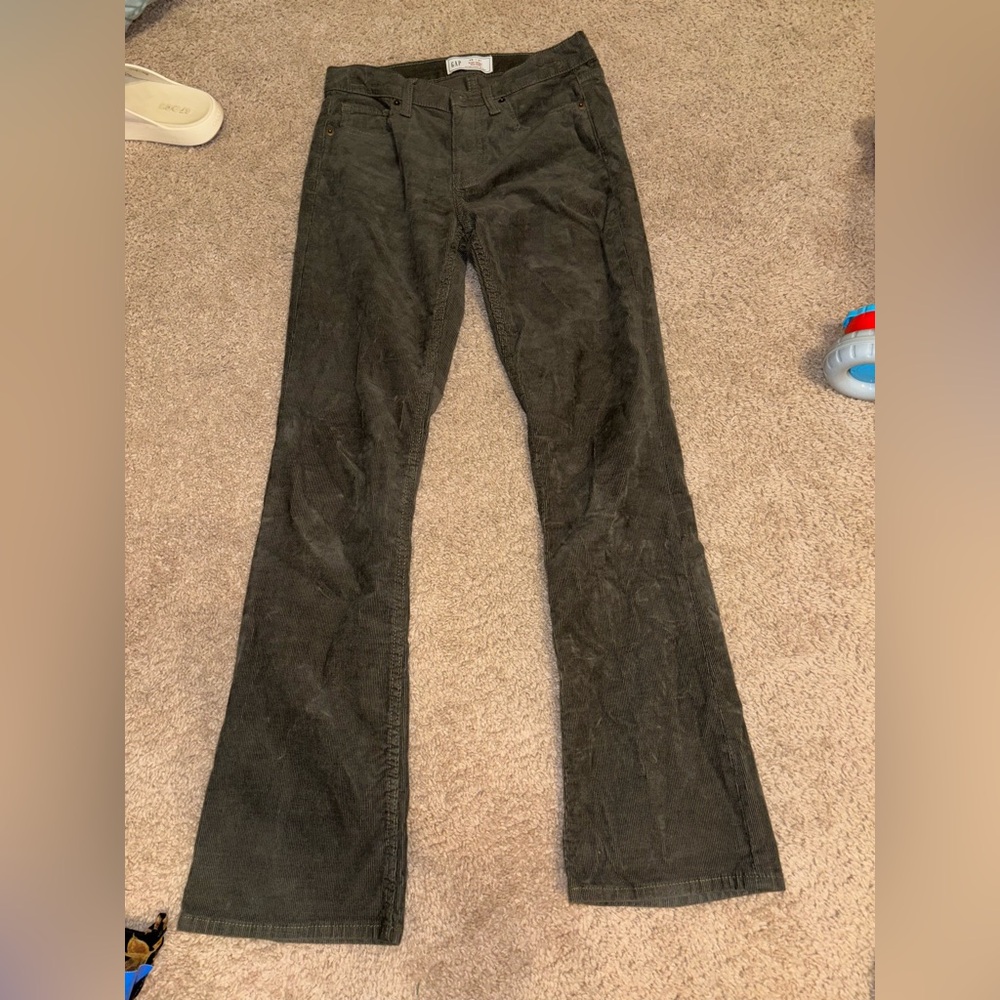 GAP Dark Olive Flare Corduroy Pants